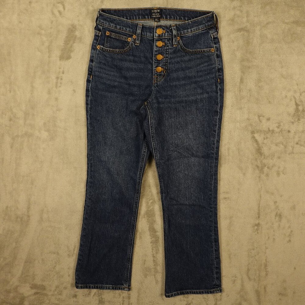 J Crew mid rise flare crop women's 24 blue‎ denim